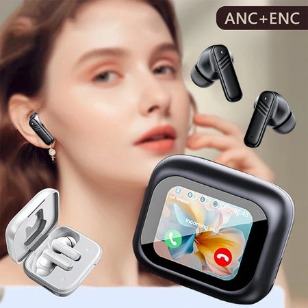 Fones Bluetooth sem fios, ANC Noise Canceling Earphone com Microfone, Touch Screen, HiFi Stereo, In-Ear Earbuds, Gaming Headset, LX10